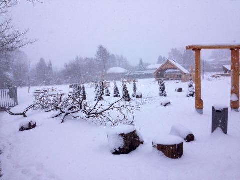 Bopladsen i snevejr